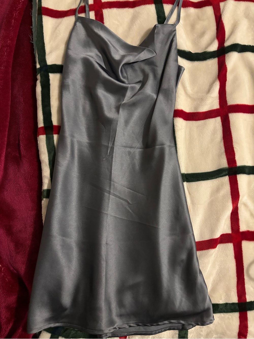Hollister Satin Cowl Neck Slip Dress in Slate Gray